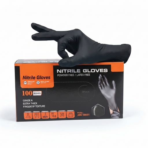 [CCCTXX00010] BROTHERS Black Vinyl Gloves Backet - Powder Free 100PCS